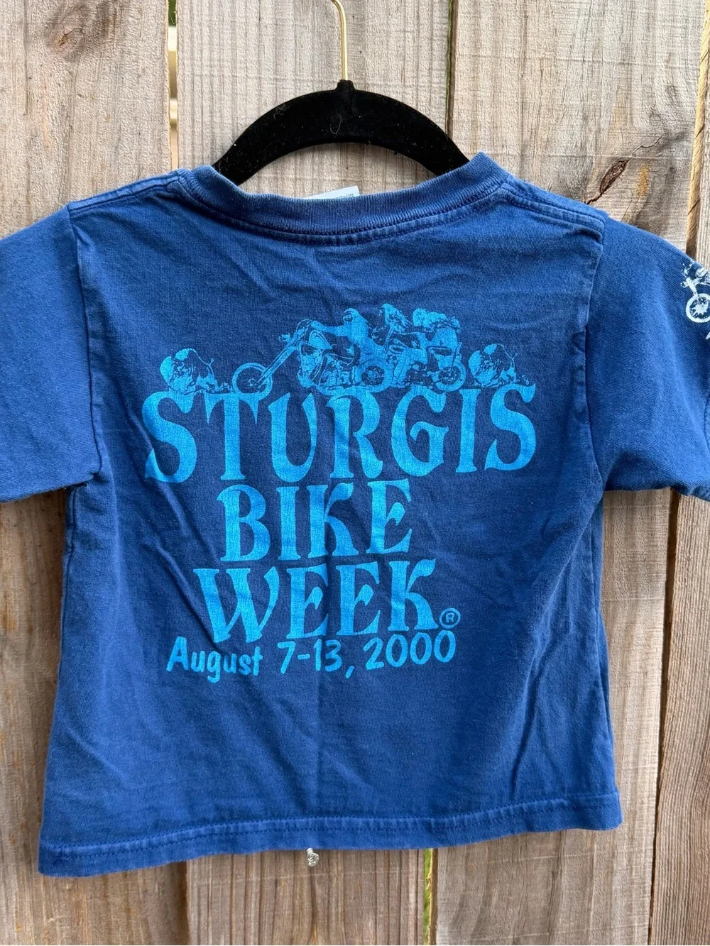 Vintage 2000 Sturgis 'Feel The Thunder' Blue Kids Short Sleeve Tee SZ XS